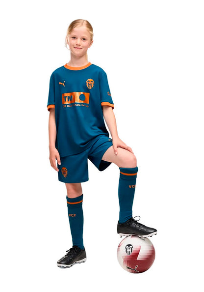 Valencia CF Away Shorts 2026-2027 Kids Ocean Tropic-Dark Earth