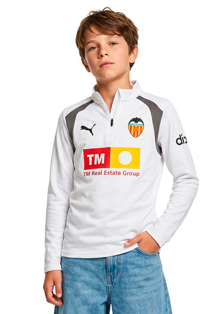 Valencia CF Training Sweatshirt 2026-2027 Kids PUMA White-Flat Medium Gray